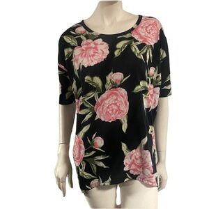 LulaRoe Floral Black and Pink Women's Top
